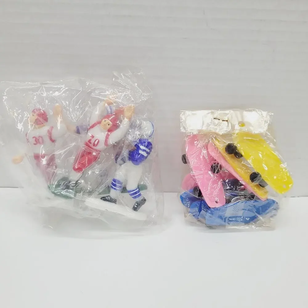 Vintage Football Skateboard Bakery Cake Toppers Crafts Figures 1984 Sports Lot